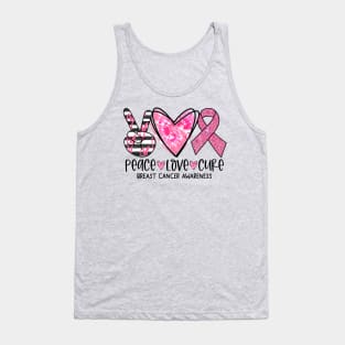 Peace Love Cure Breast Cancer Awareness shirt Pink Ribbon Tank Top